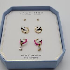 Unwritten earrings, 3 pack, New with tags in giftbox
